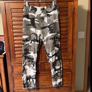 Urban Renewal Vintage Grey and White Camo Cargo Pants